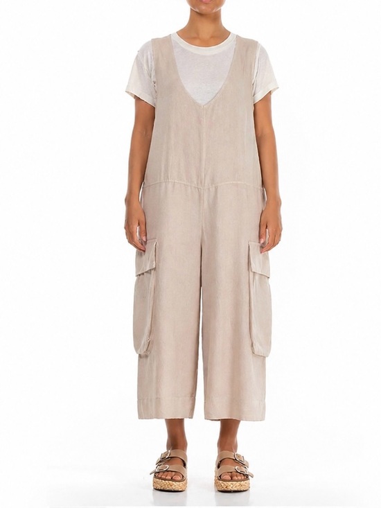 Grizas Pants - GRIZAS WIDE LOOSE LINEN JUMPSUIT SZ M